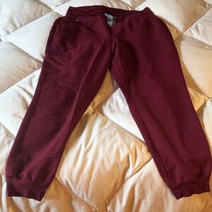 Women High Waisted Figs Burgundy Jogger Pants
